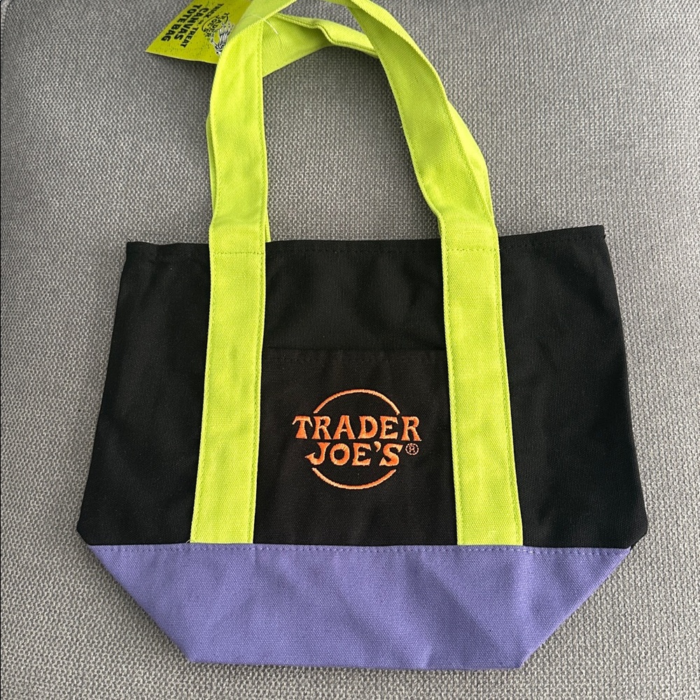 Trader Joe's Black and Purple Tote Bag